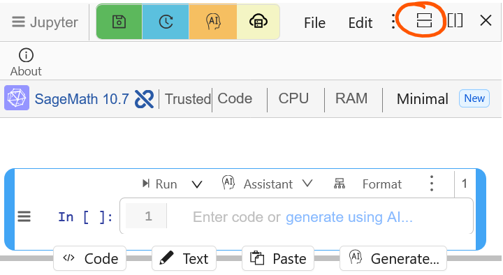 A screenshot showing the location of the 'split screen button' at the top of the window.
