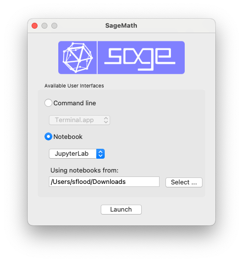 A screenshot of the macOS Sage Launcher.